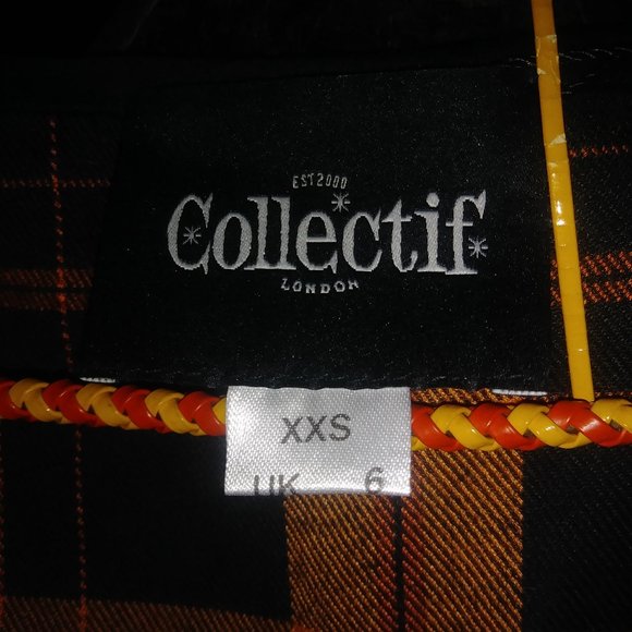 Collectif Mimi Orange Plaid Top - Picture 7 of 8